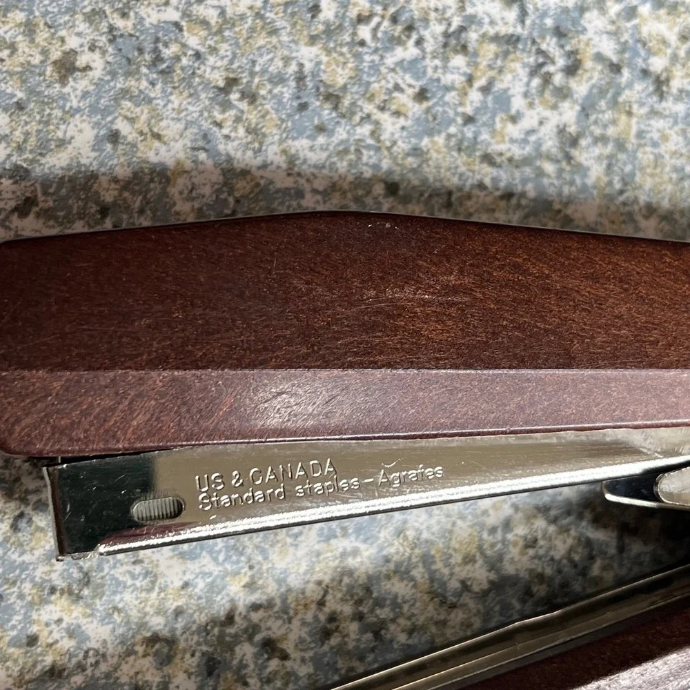 Faber-Castell Stapler FC-17 Brown WoodGrain Finish Vintage Office Made in Sweden